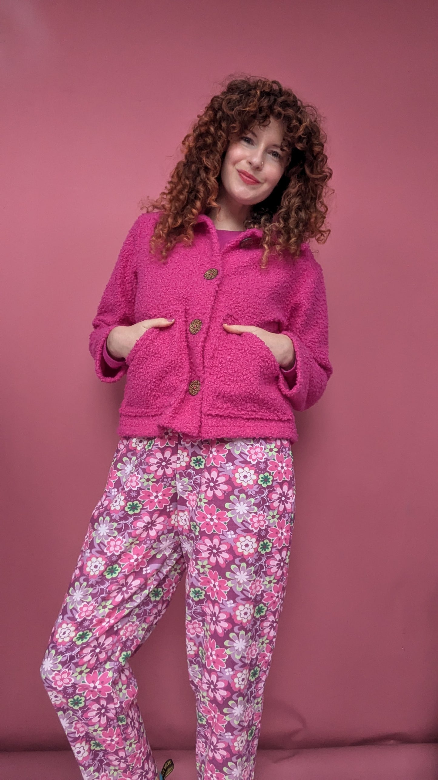 Needlecord Ankle Grazer Trousers in Polly Pocket Floral