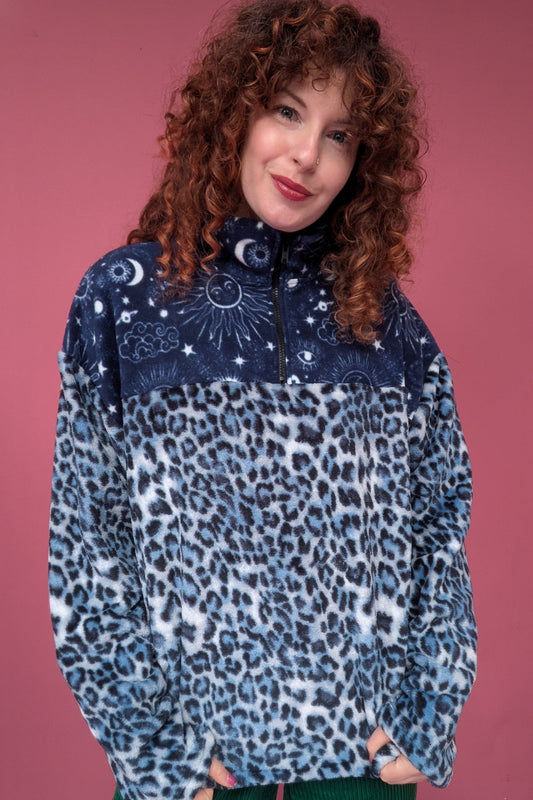 Half Zip Lite in Blue Leopard and Celestial