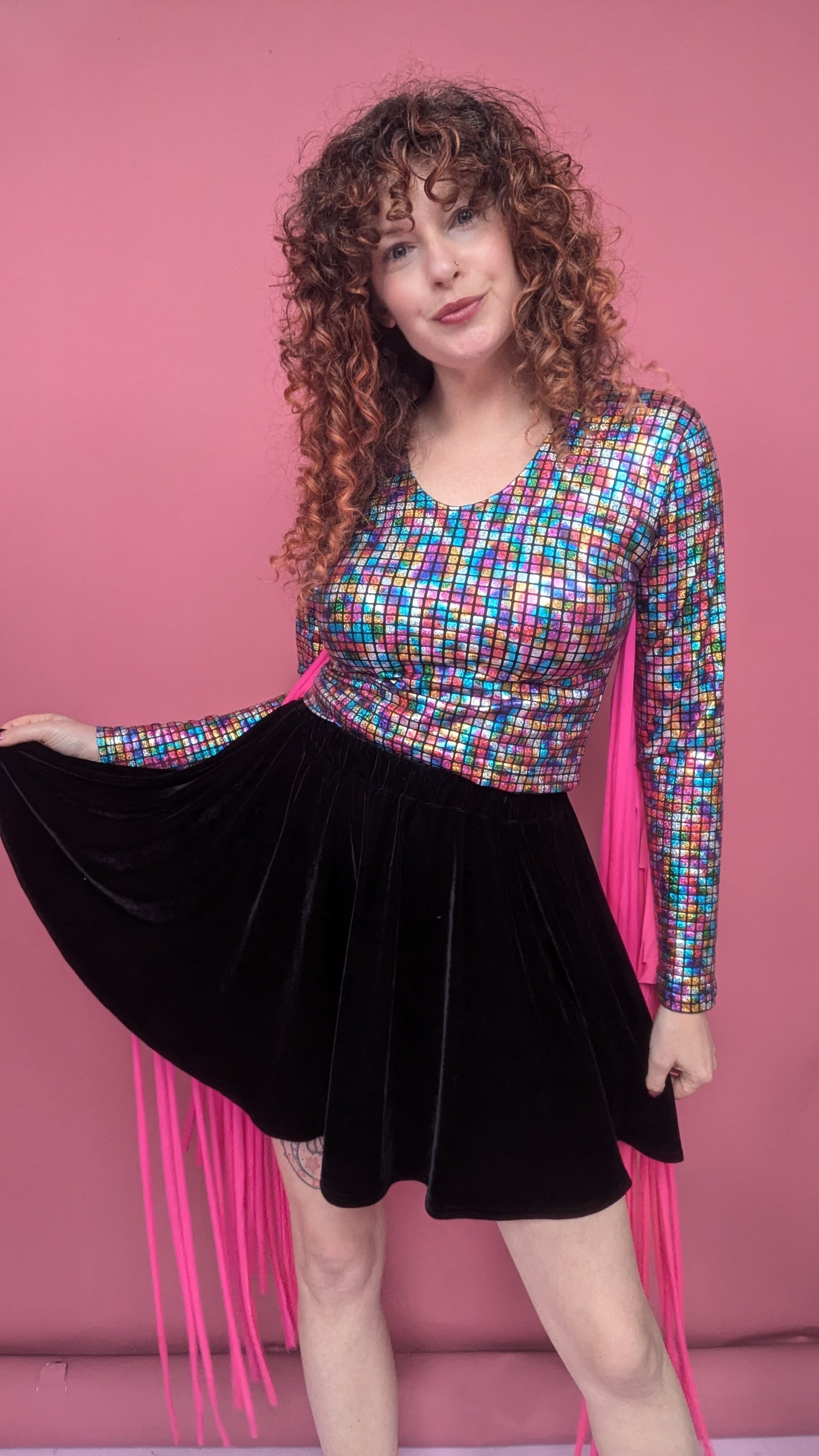 Velvet Disco Skirt in Black