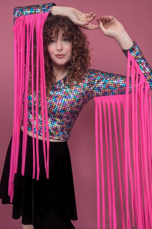 Mega Fringe Top in Rainbow