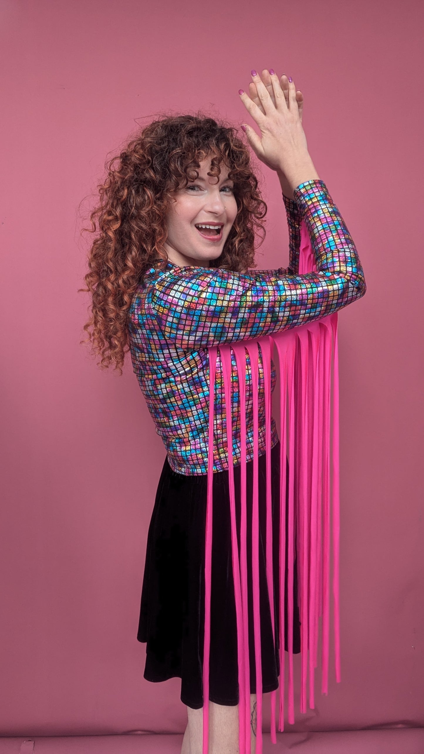 Mega Fringe Top in Rainbow