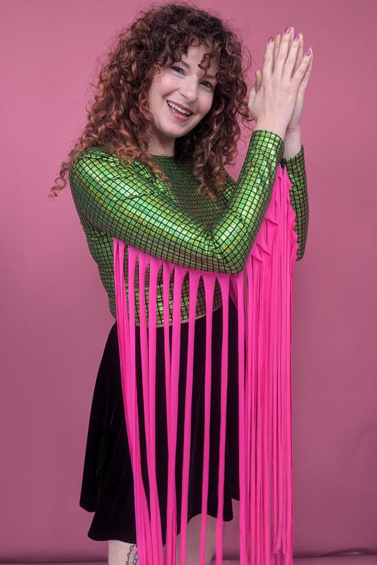 Mega Fringe Top in Green