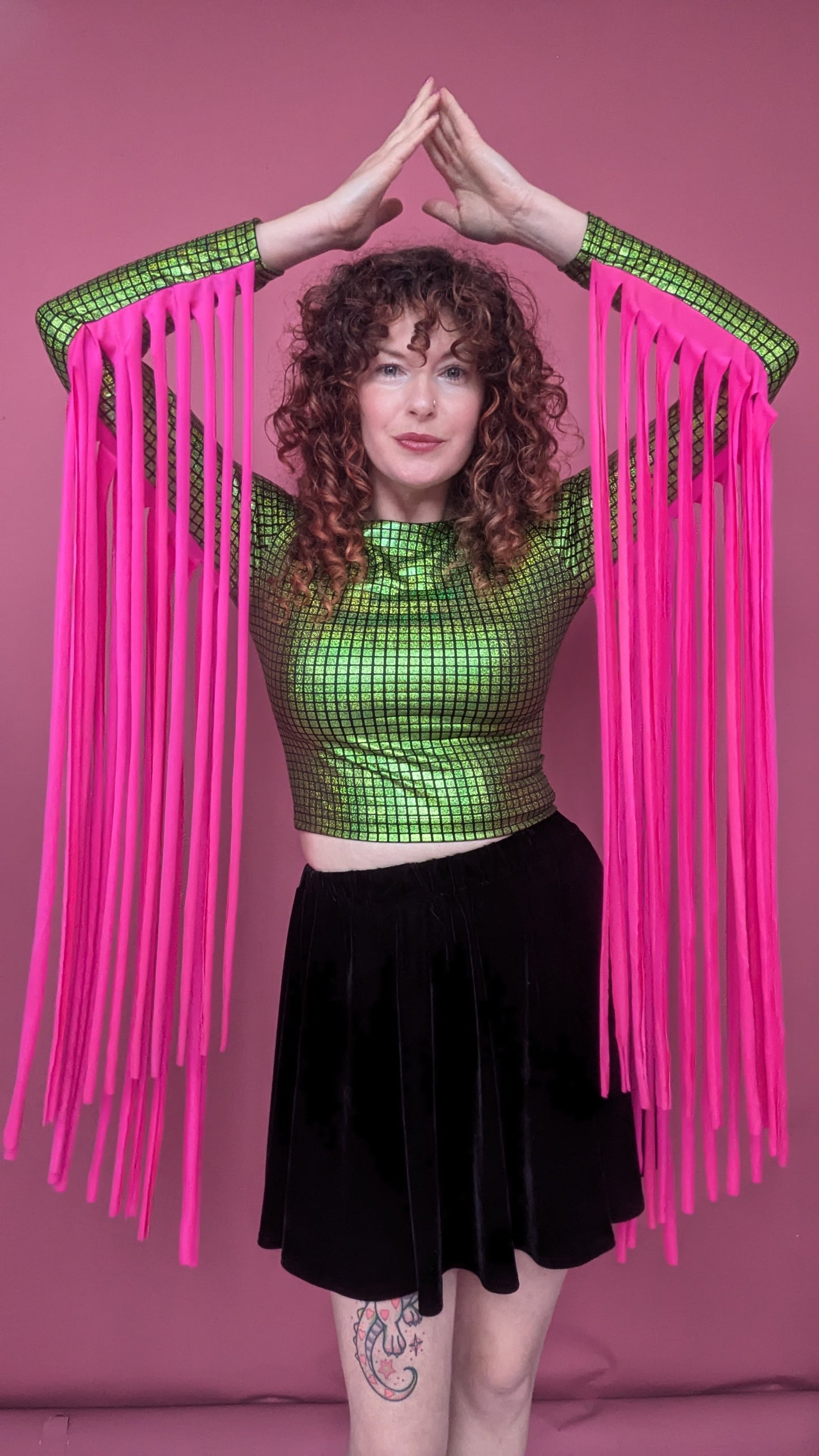 Mega Fringe Top in Green