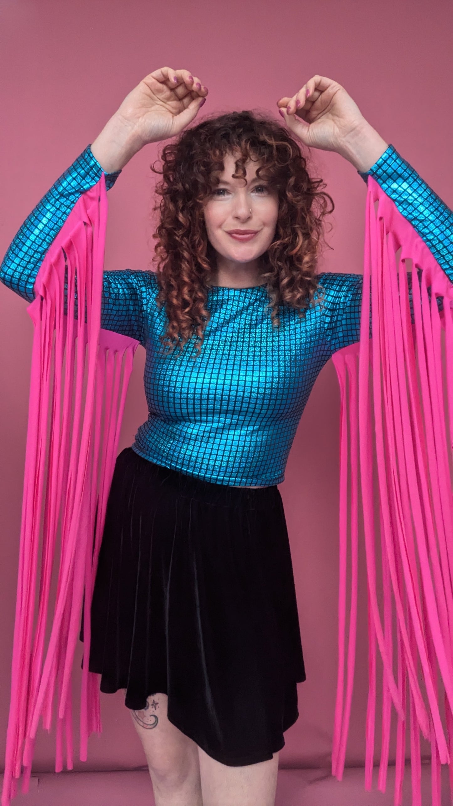 Mega Fringe Top in Blue