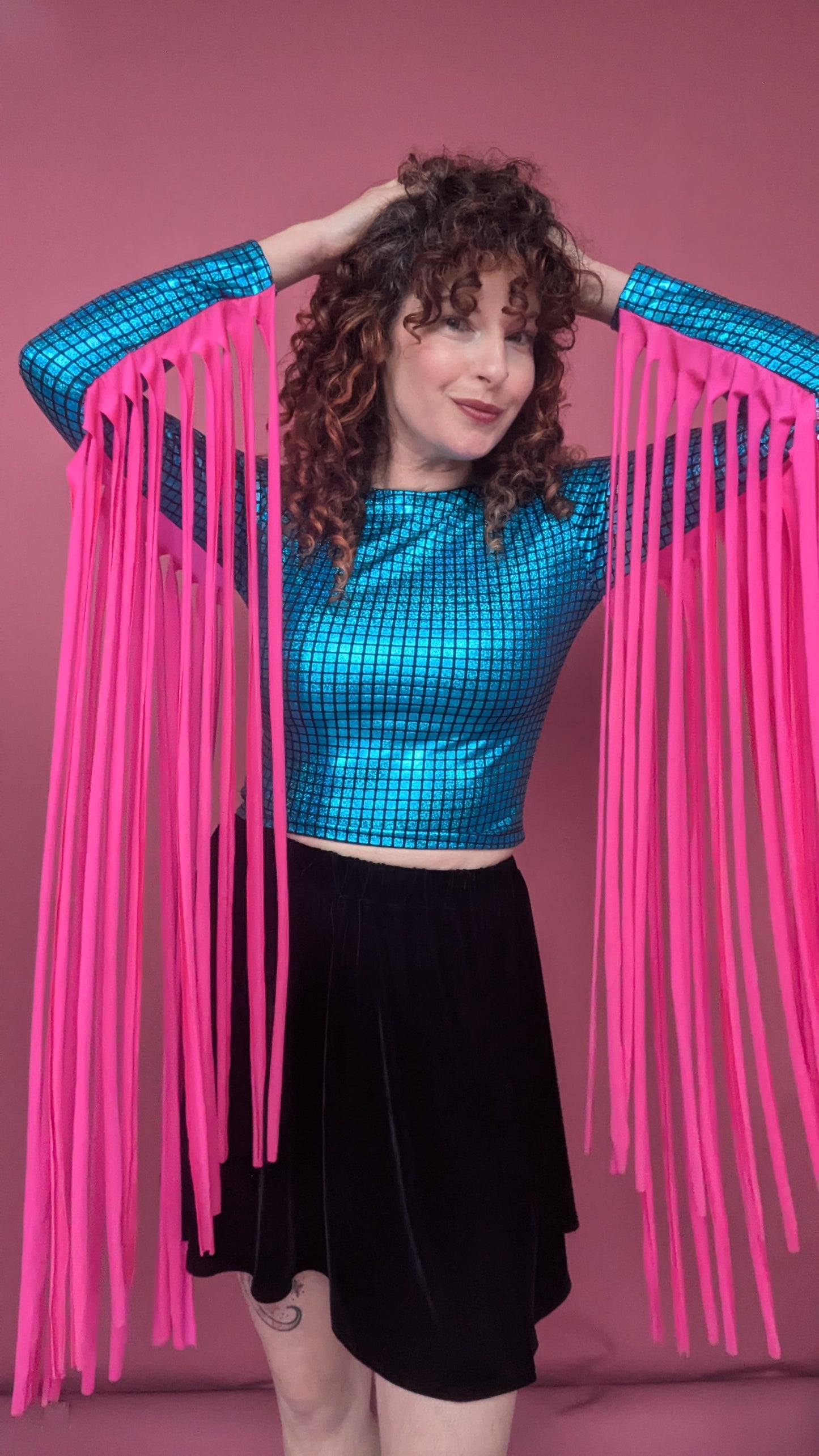 Mega Fringe Top in Blue
