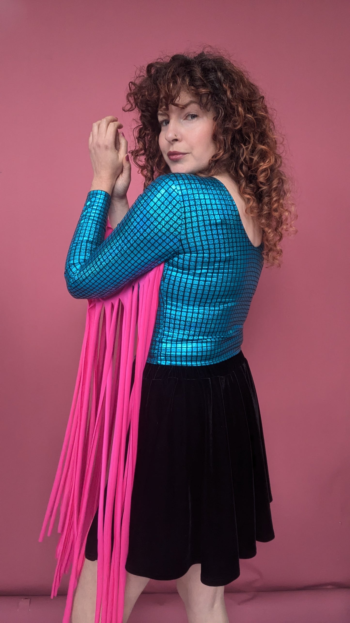 Mega Fringe Top in Blue