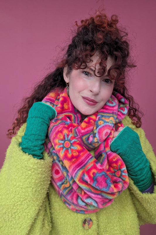 Infinity Scarf in Pink Crochet Cuddle Fleece