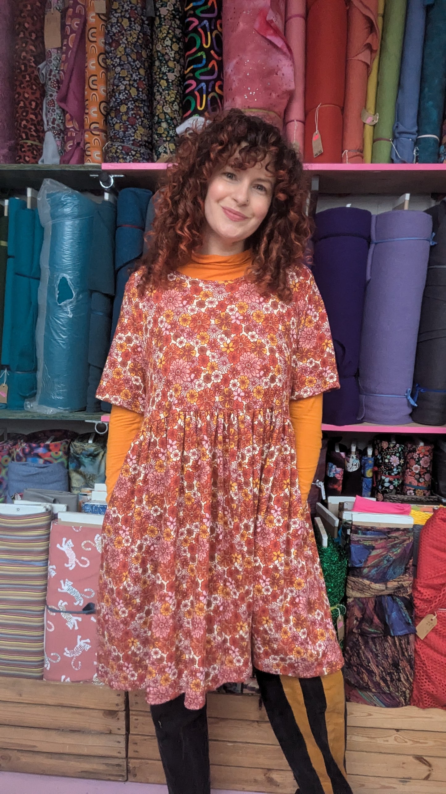 Floral Waffle Jersey Smock Dress - 2 Colours