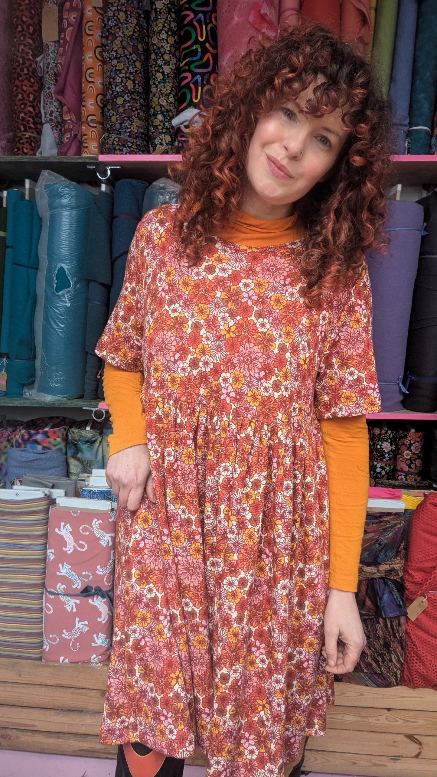 Floral Waffle Jersey Smock Dress - 2 Colours