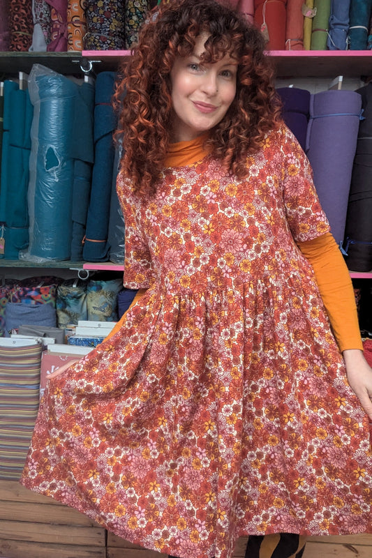 Floral Waffle Jersey Smock Dress - 2 Colours