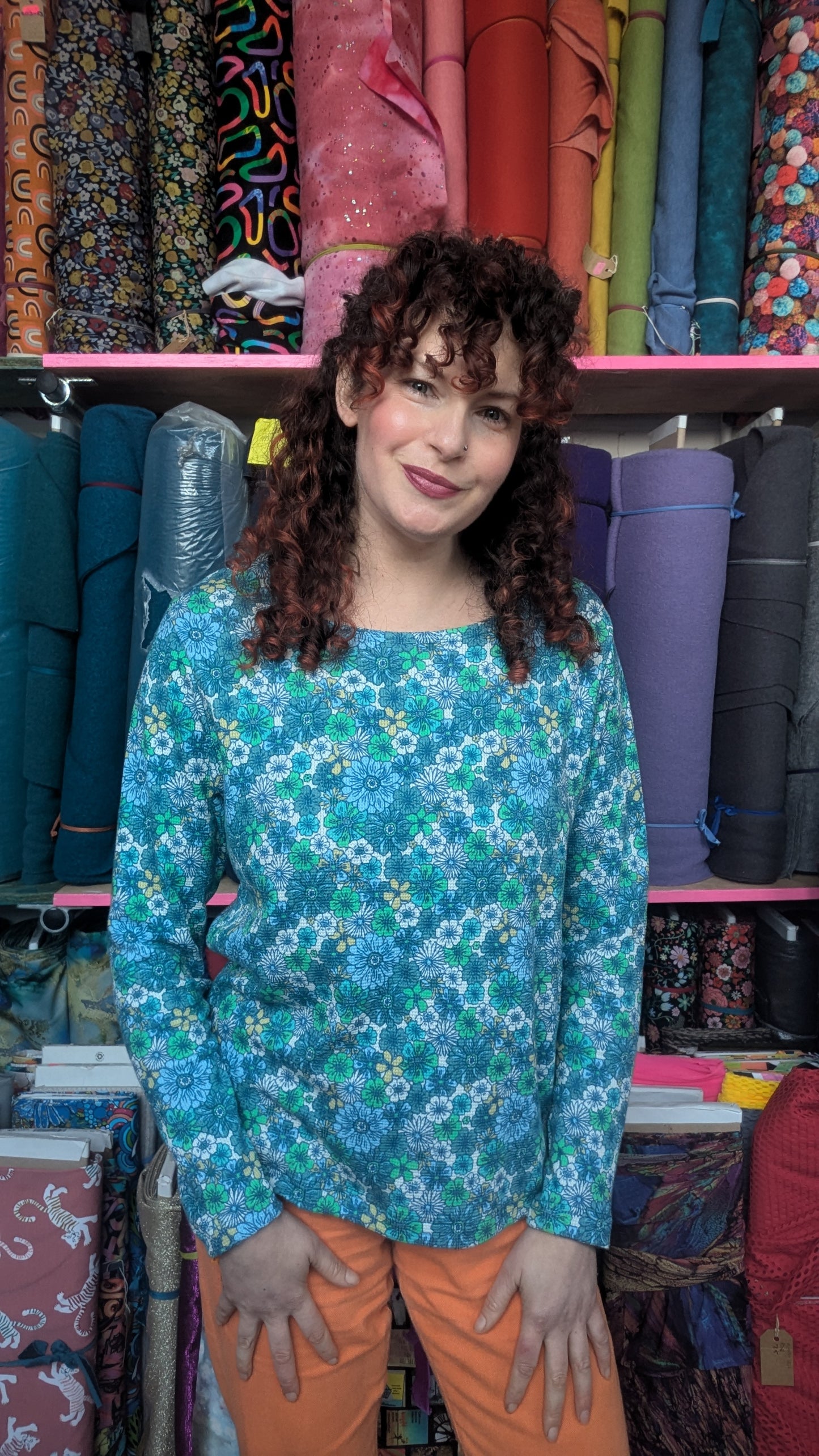 Long Sleeve Top in Floral Waffle Jersey - 2 Colourways