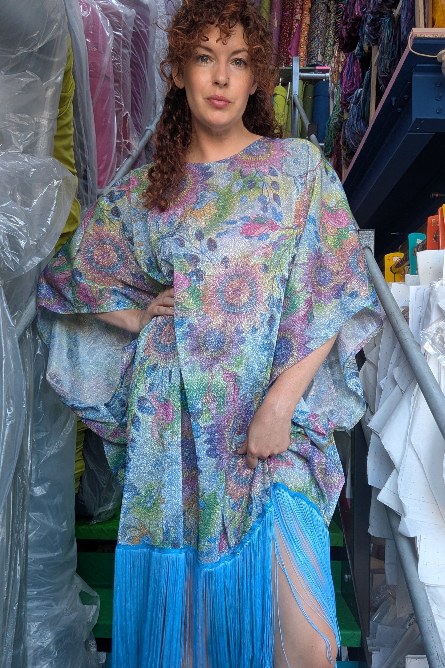 Floral Rainbow Shimmer Cropped Kaftan