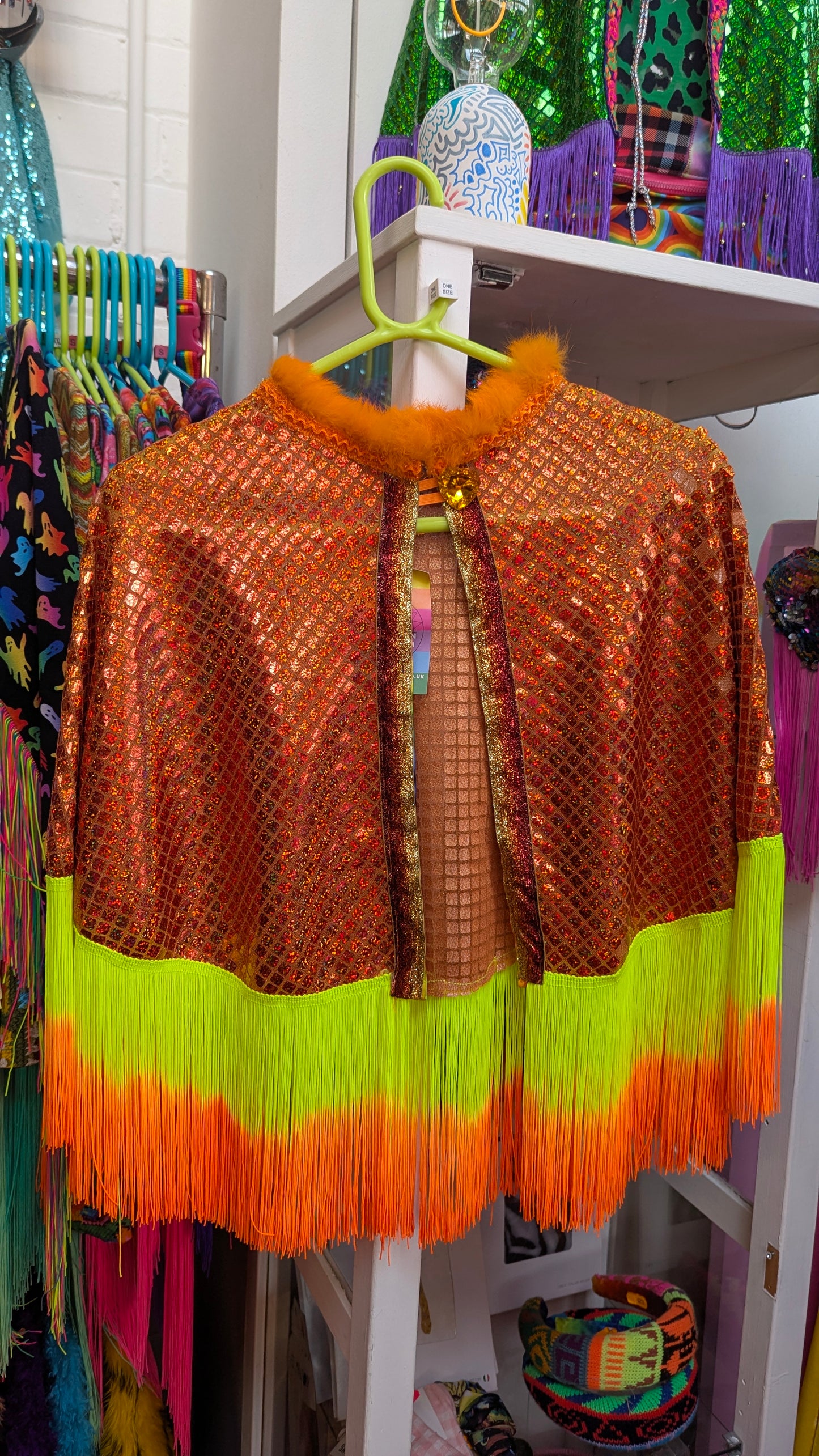 Holographic Party Cape in Orange
