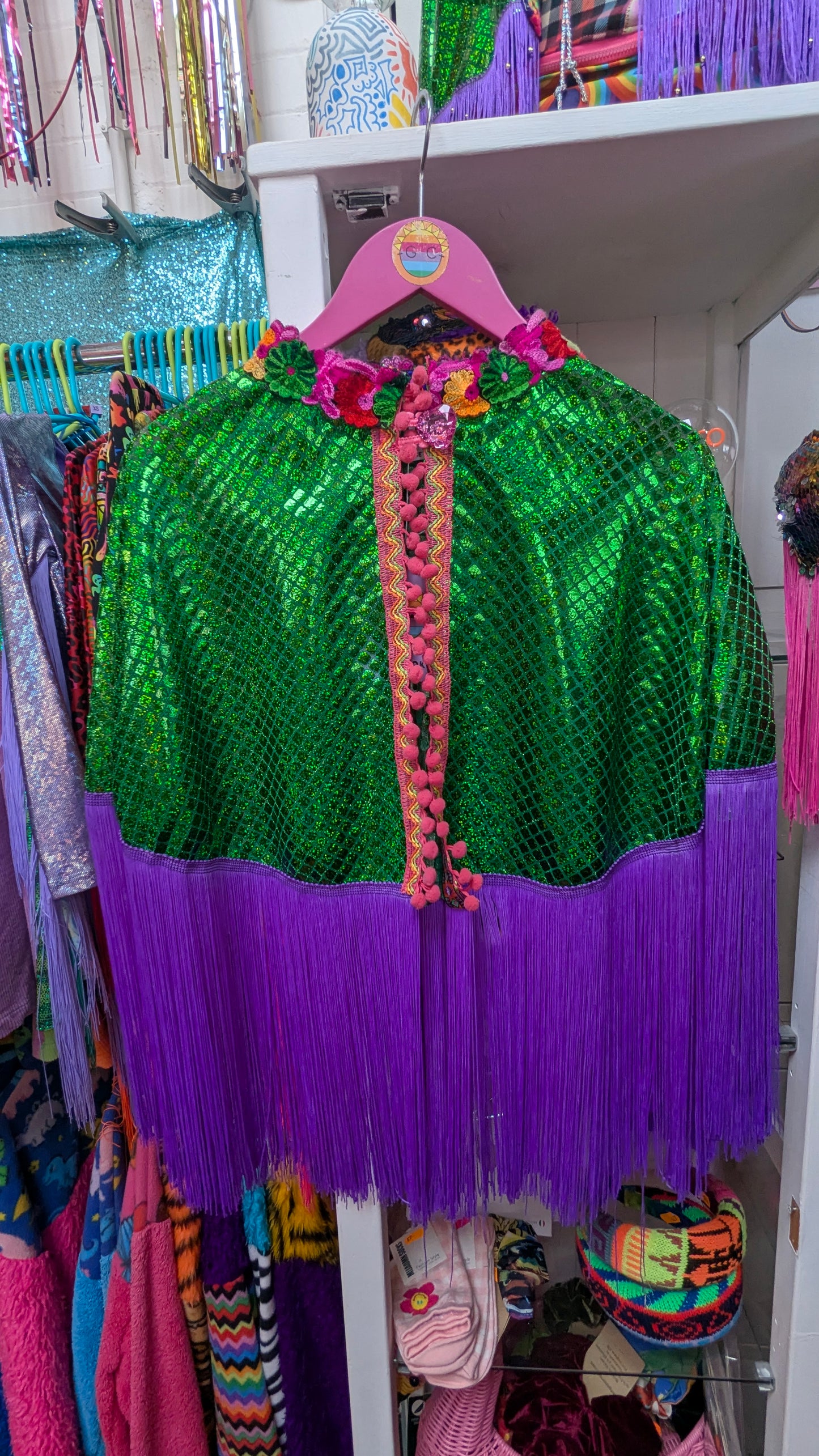 Holographic Party Cape in Bright Green + 1 Colour