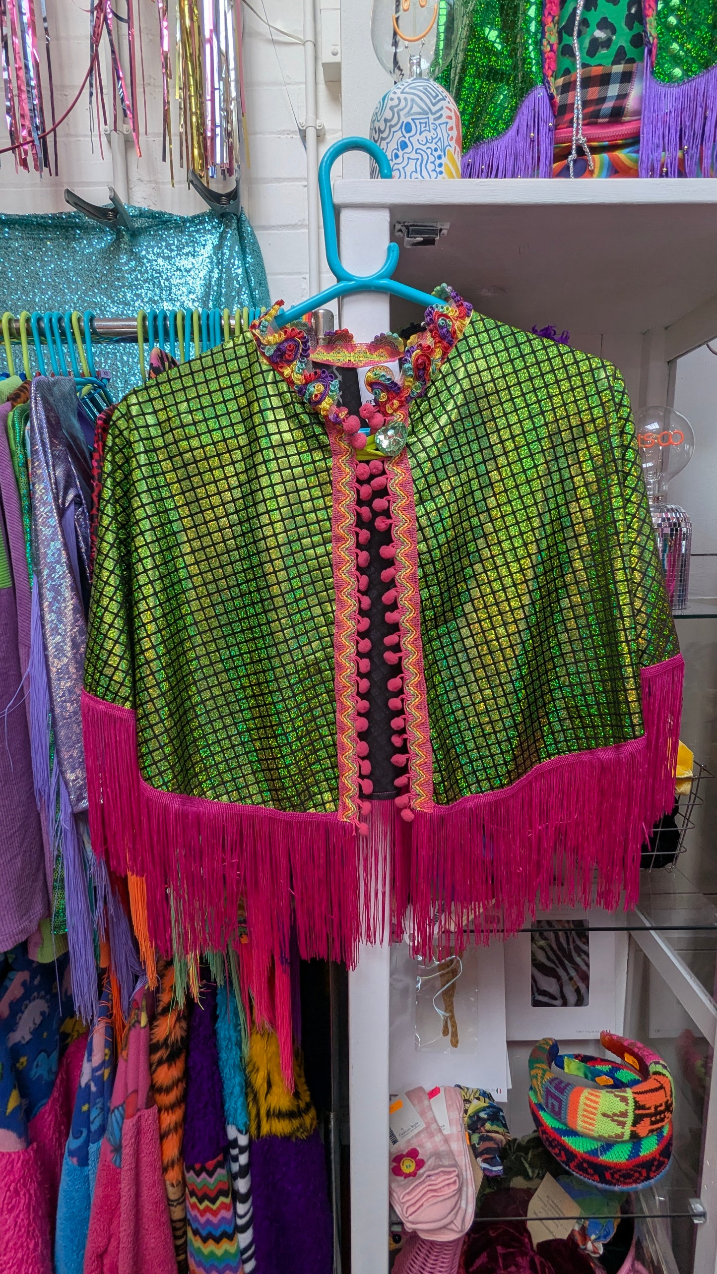 Holographic Party Cape in Bright Green + 1 Colour