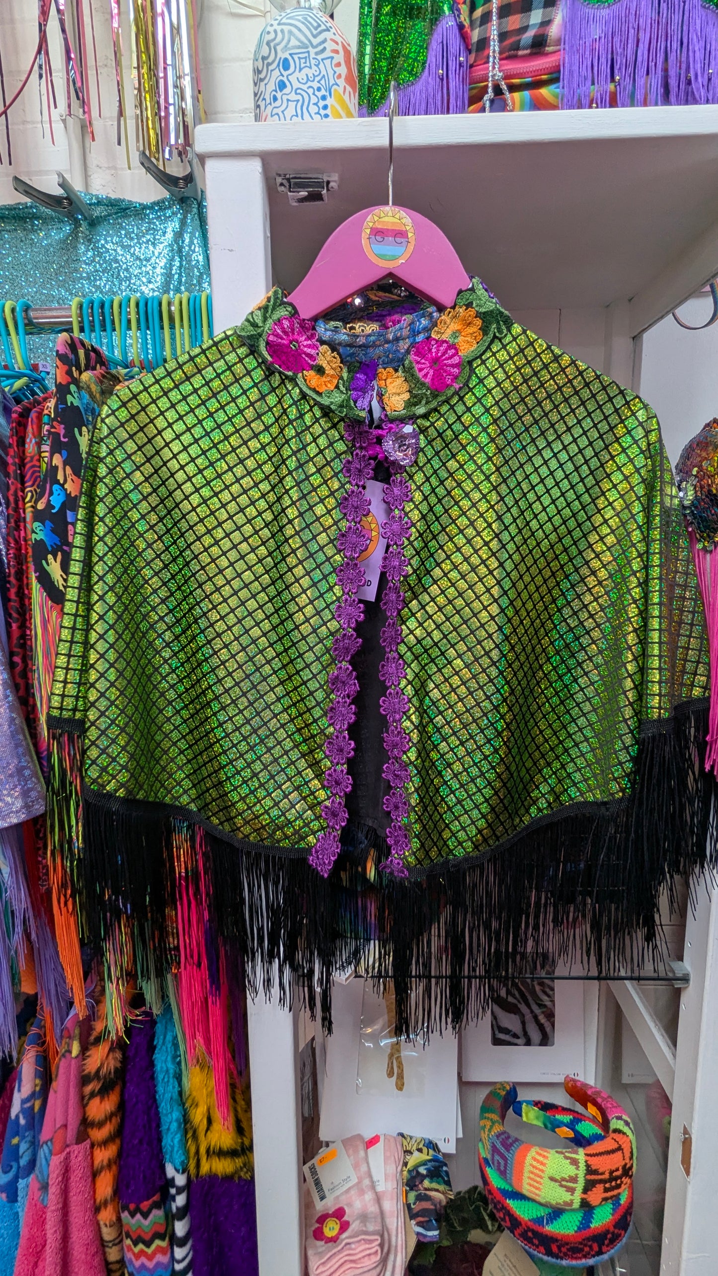 Holographic Party Cape in Bright Green + 1 Colour
