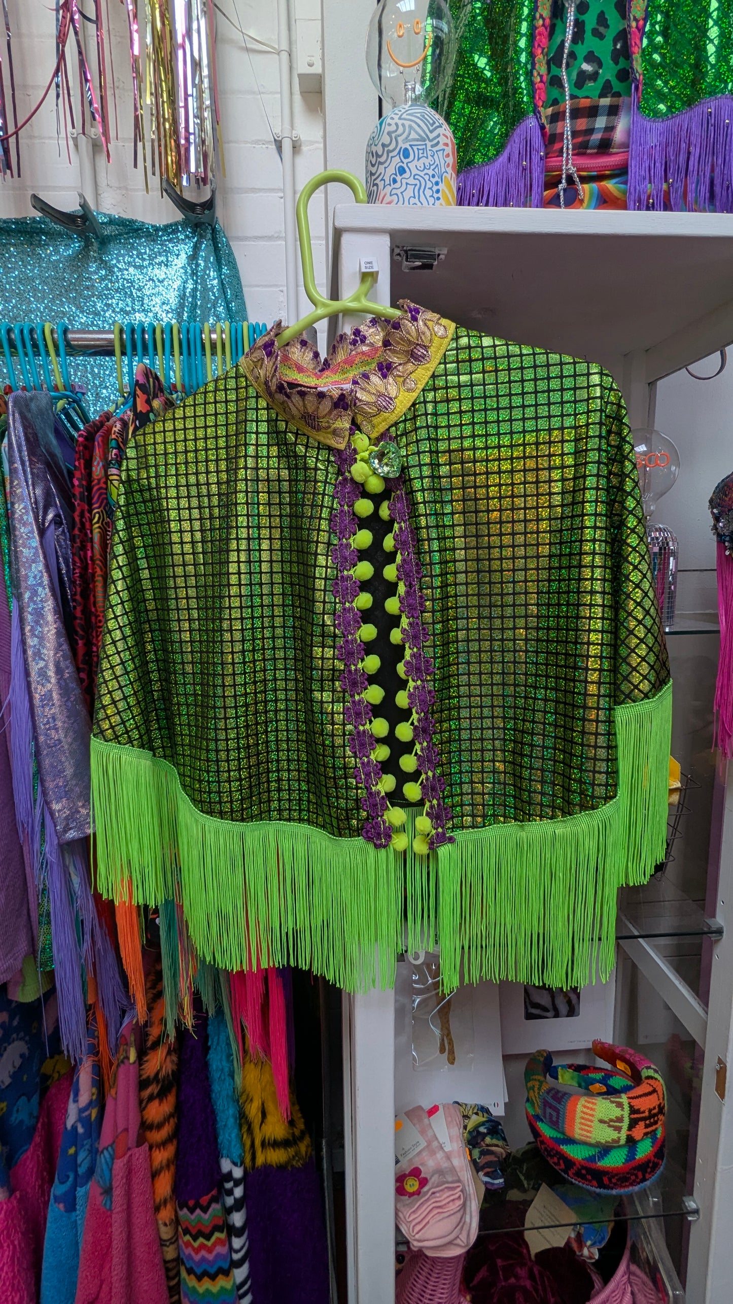Holographic Party Cape in Bright Green + 1 Colour