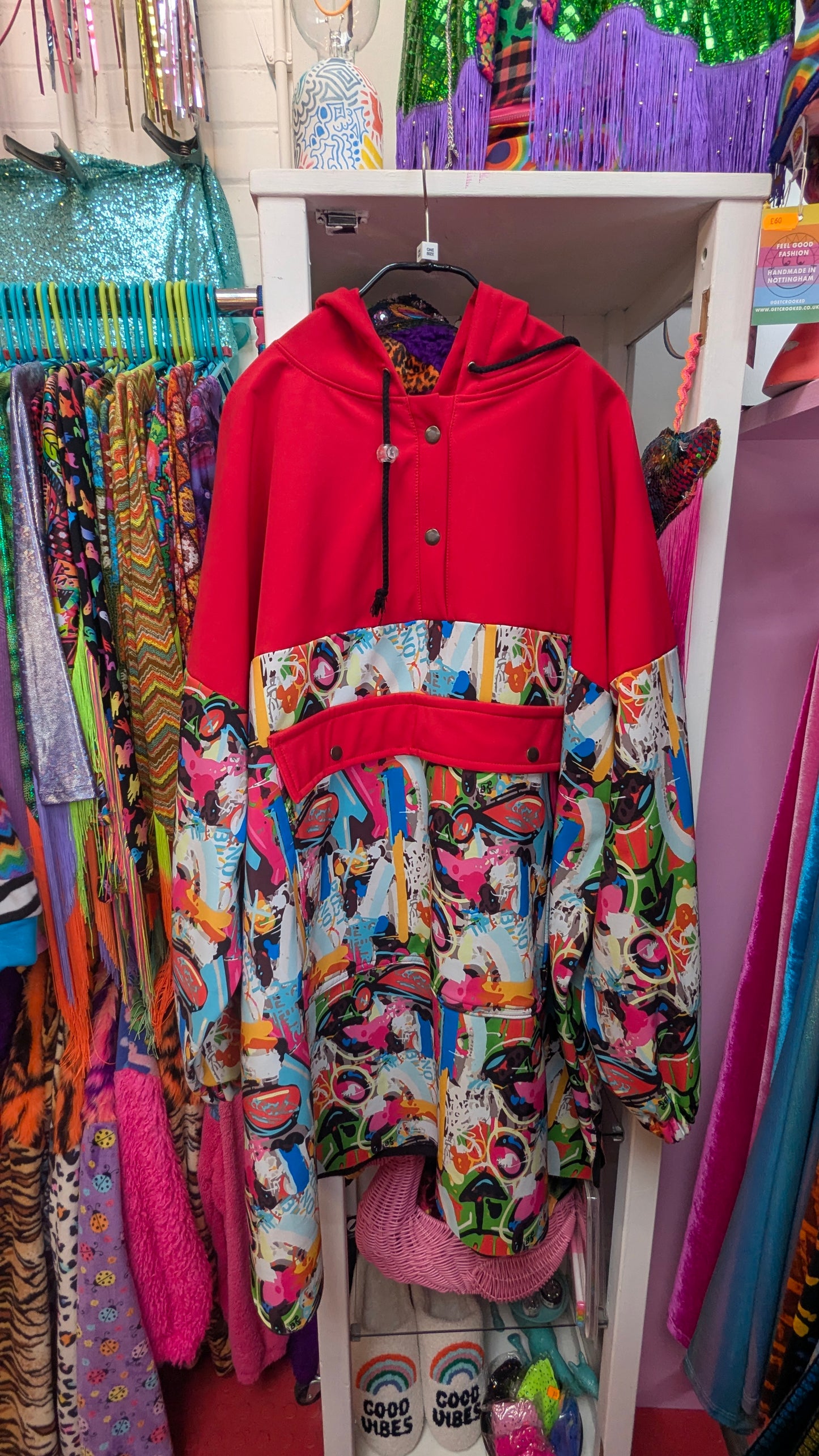 Rain Poncho in Red/Abstract Print + 1 Colouway