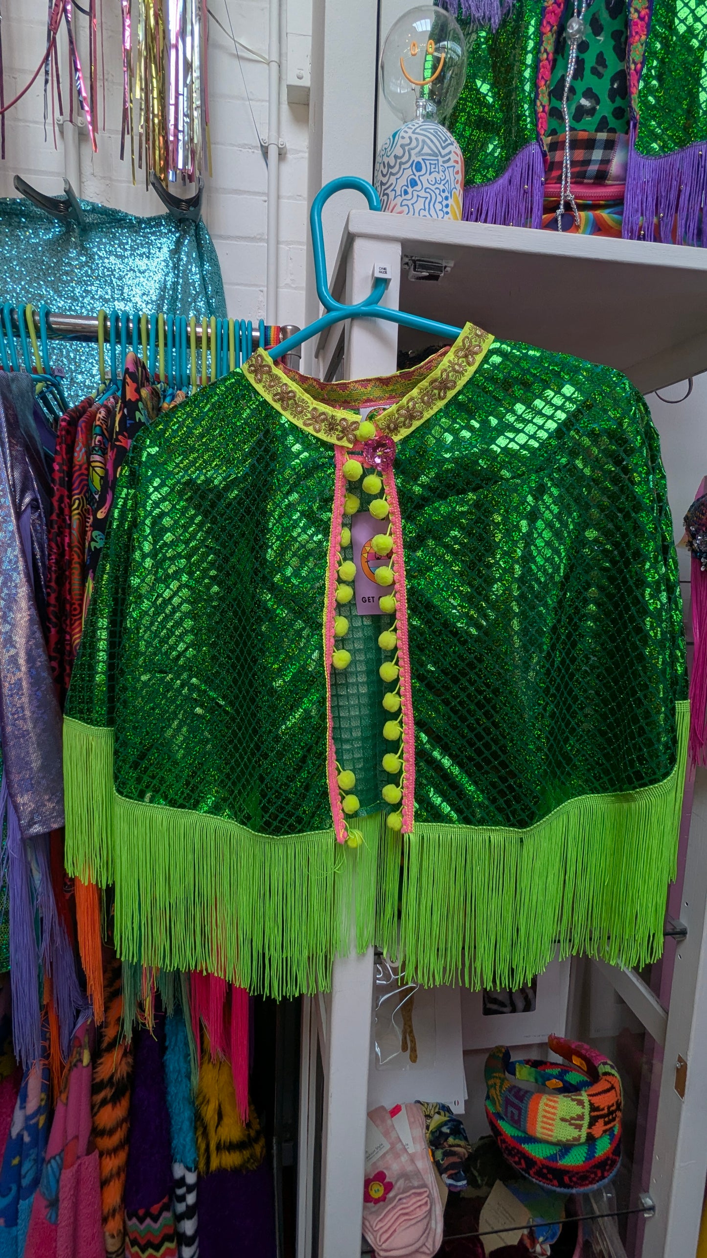 Holographic Party Cape in Bright Green + 1 Colour