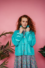 Load image into Gallery viewer, Corduroy Cropped Chore Jacket in Aqua