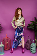 Load image into Gallery viewer, Maxi Split Skirt in Purple Marble