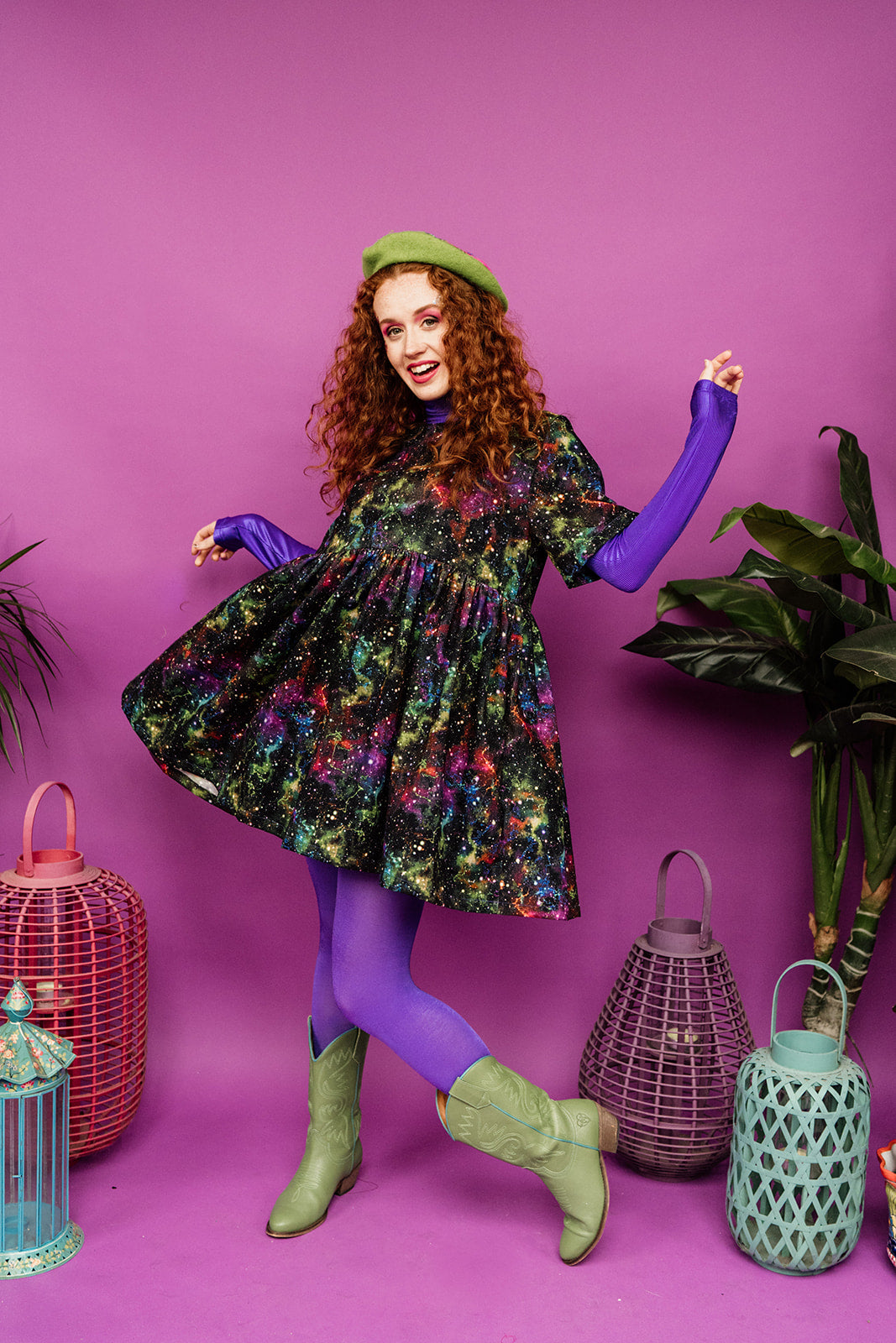 Mini Smock Dress in Galaxy Needlecord