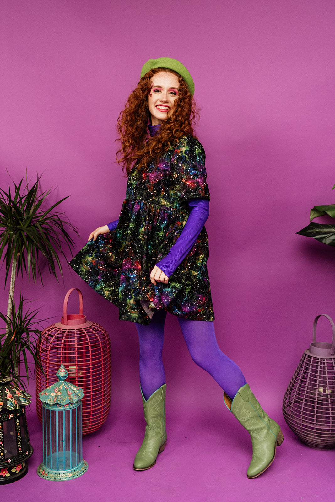 Mini Smock Dress in Galaxy Needlecord