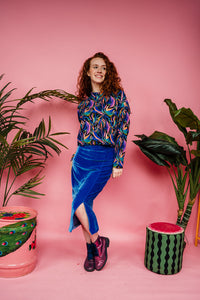 Batwing Pullover in Tropical Palm Leaf