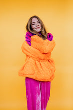 Load image into Gallery viewer, Half-Zip Pullover in Orange and Pink Tiger