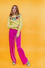 Load image into Gallery viewer, Velvet Straight Leg Trousers in Pink