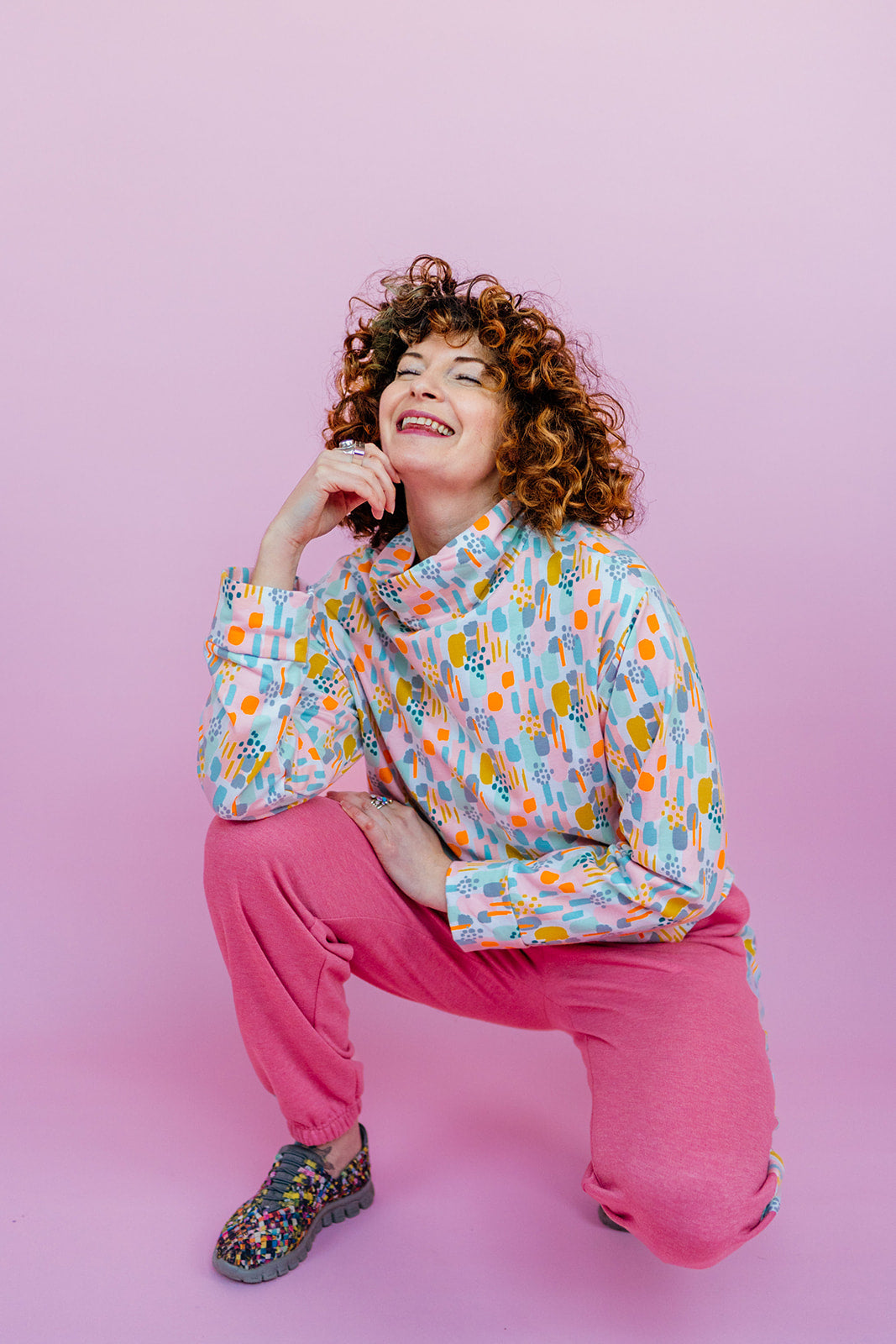 Sweatpants in Pastel Pink Abstract Paint