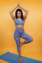 Load image into Gallery viewer, Organic Cotton Leggings in Blue Floral Crochet