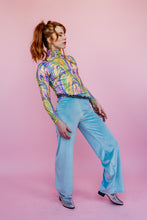 Load image into Gallery viewer, Velvet Straight Leg Trousers in Baby Blue