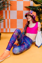 Load image into Gallery viewer, Eco Leggings in Blue Aztec Print