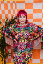 Load image into Gallery viewer, Eco Fringe Crop Top in 80&#39;s Party