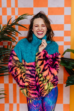 Load image into Gallery viewer, Half-Zip Pullover in Carnival Tiger and Turquoise
