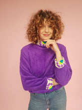 Load image into Gallery viewer, Crochet Trim Jumper in Purple