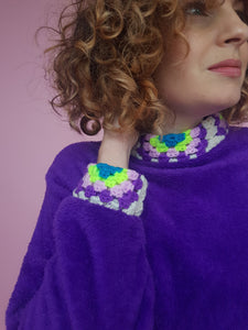 Crochet Trim Jumper in Purple