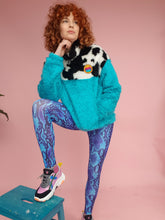 Load image into Gallery viewer, Half-Zip Pullover in Cow Fur and Blue Teddy