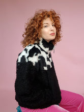 Load image into Gallery viewer, Half-Zip Pullover in Cow Fur and Black Teddy