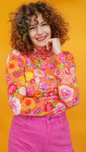 Load image into Gallery viewer, Long Sleeved Turtleneck in Orange Stitch Print