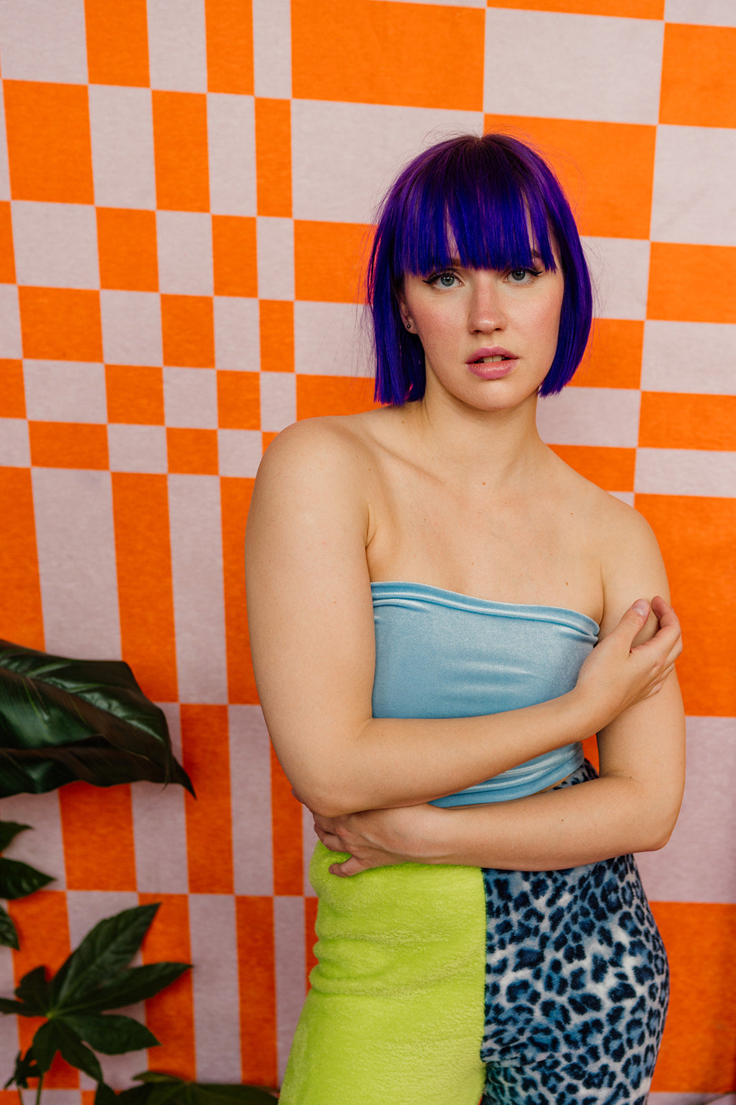 Velvet Bandeau Top in Blue