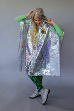 Load image into Gallery viewer, Holographic Rain Poncho in Silver