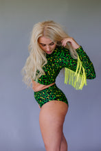 Load image into Gallery viewer, High Cut Bottoms in Green Leopard