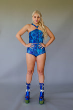 Load image into Gallery viewer, Hotpants in Blue Viper Lycra