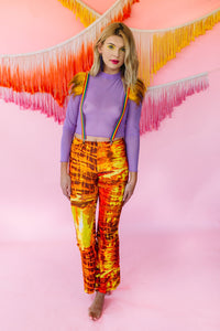 Jersey Flares in Fiery Digital Print - Trouser - Megan Crook