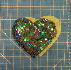 Zero Waste Sequin Heart Ornament