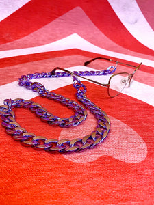 Glasses Chain in Metallic Purple