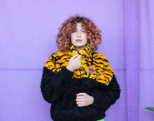 Load image into Gallery viewer, Half-Zip Pullover in Yellow Zebra and Black Teddy