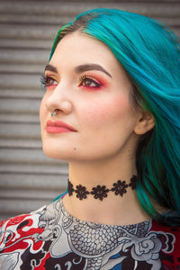 Choker Necklace in Black Daisy - Accessories - Megan Crook